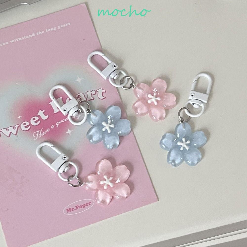 Mocho Jelly Sakura จี้พวงกุญแจ, ดอกไม้จําลอง Sakura Key Chain, การ์ตูน Kawaii โรแมนติกพวงกุญแจดอกไม้โปร่งแสงตุ๊กตาจี้กุญแจรถ