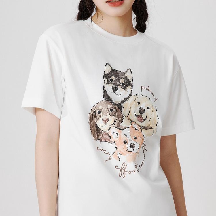 Basi เสื้อยืด oversize unisex ลาย "psobrand" น้องหมาน่ารัก ผ้าคอตตอน100% พรีเมียม คอกลม ใส่สบาย มินิมอล แฟชั่นเกาหลี
