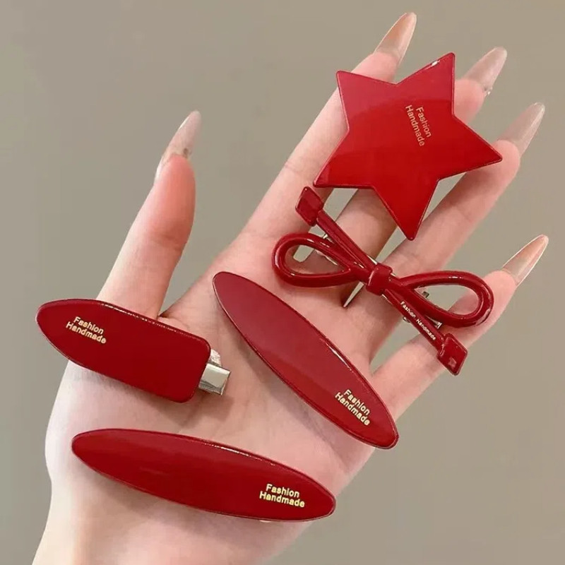 Y2k Red Star Hairpin Sweet Ins Girls Bangs Clip