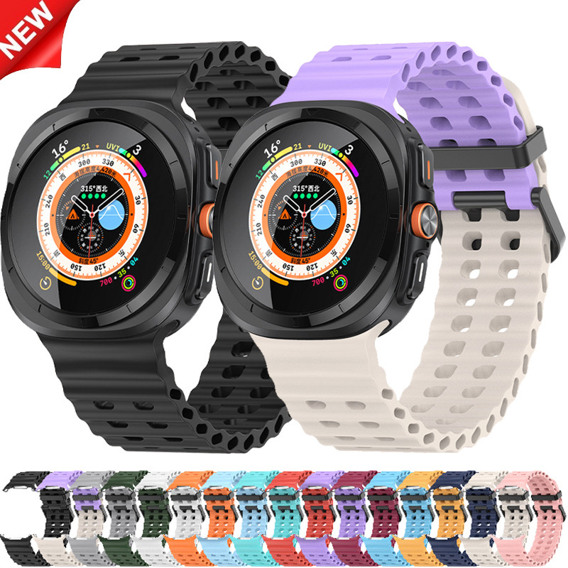 สายซิลิโคนสําหรับ Samsung Galaxy Watch 7 Ultra 47 มม.นาฬิกาสร้อยข้อมือเปลี่ยนกีฬานาฬิกาสําหรับ Samsung Galaxy นาฬิกา 7 Ocean อุปกรณ์เสริม