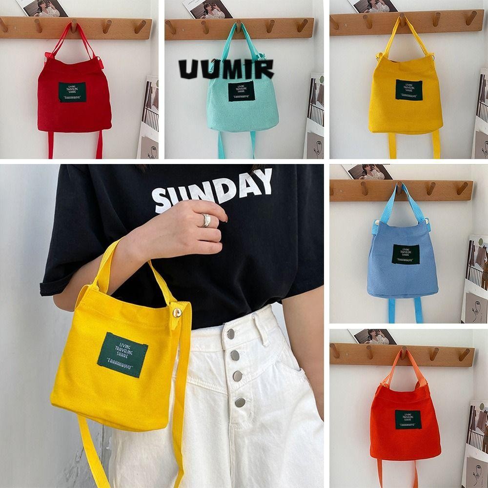 UUMIR กระเป๋าถือผ้าแคนวาส Casual Ladies Tote สีทึบกระเป๋าสะพายไหล่เดี่ยว