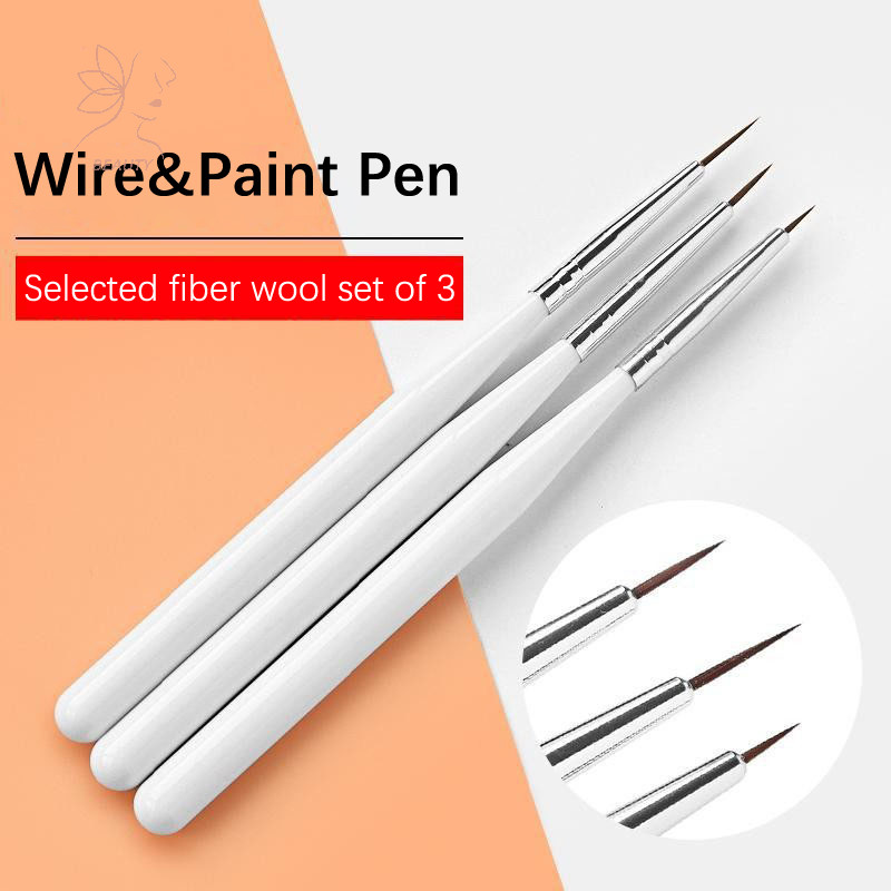 [maybeauty] 3 ชิ้น/เซ็ตอะคริลิค French Stripe Nail Art Line Paing ปากกา 3D เคล็ดลับแต่งเล็บ Slim Line วาดปากกา UV เจลแปรง Paing เครื่องมือ {TH}