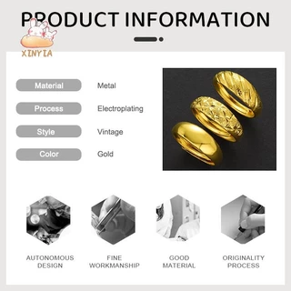 คลาสสิกทองเหลืองเครื่องประดับแหวนผู้ชายผู้หญิง 24K Gold Plated สี Retention เปิดแหวนXINYIA.TH