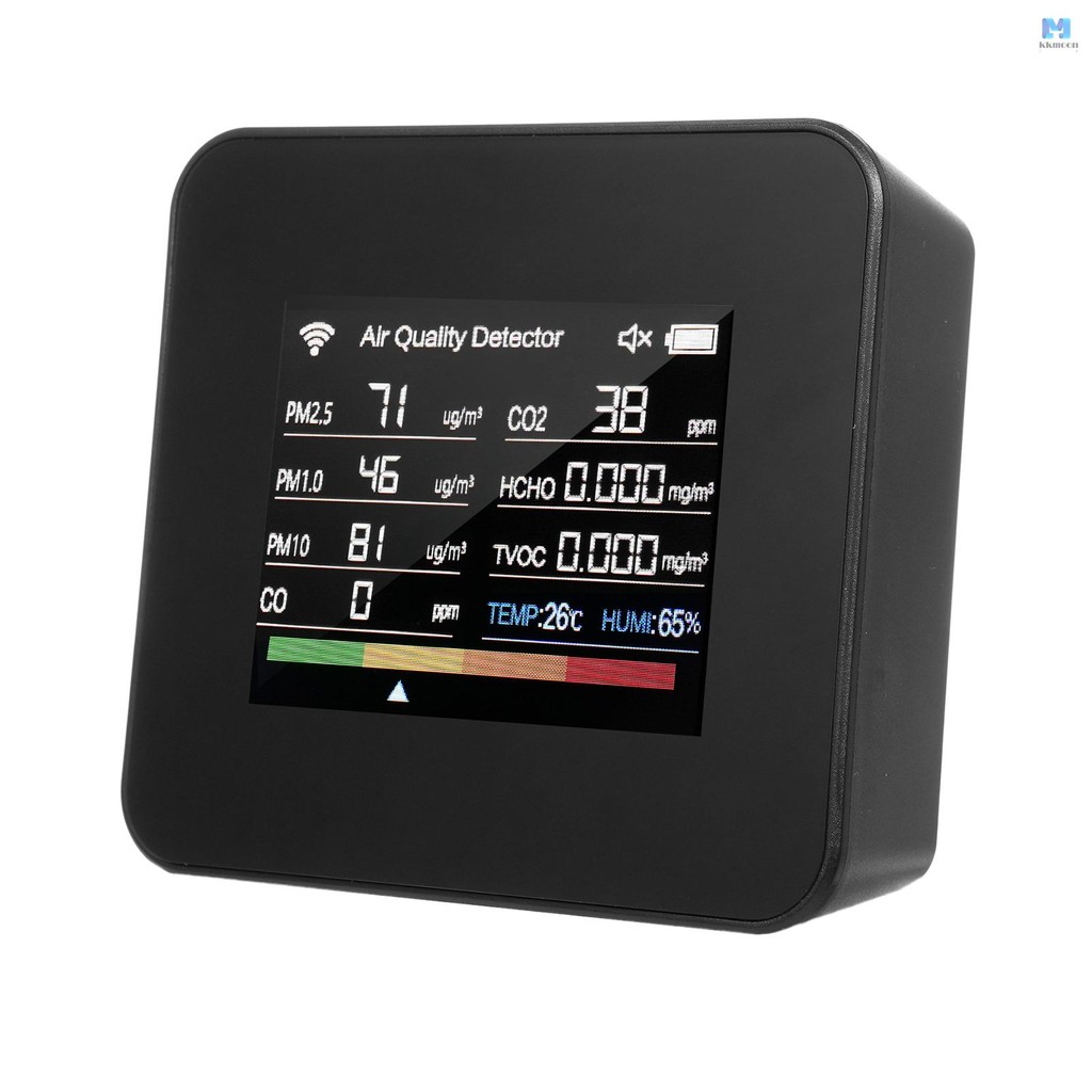 14-in-1 ในร่ม Air คุณภาพ Tuya WiFi Air คุณภาพเครื่องตรวจจับ CO2 CO TVOC HCHO อุณหภูมิและความชื้น PM2.5 PM1.0 PM10 2.8 นิ้ว TFT สีจอแสดงผลสนับสนุนโทรศัพท์มือถือ APP