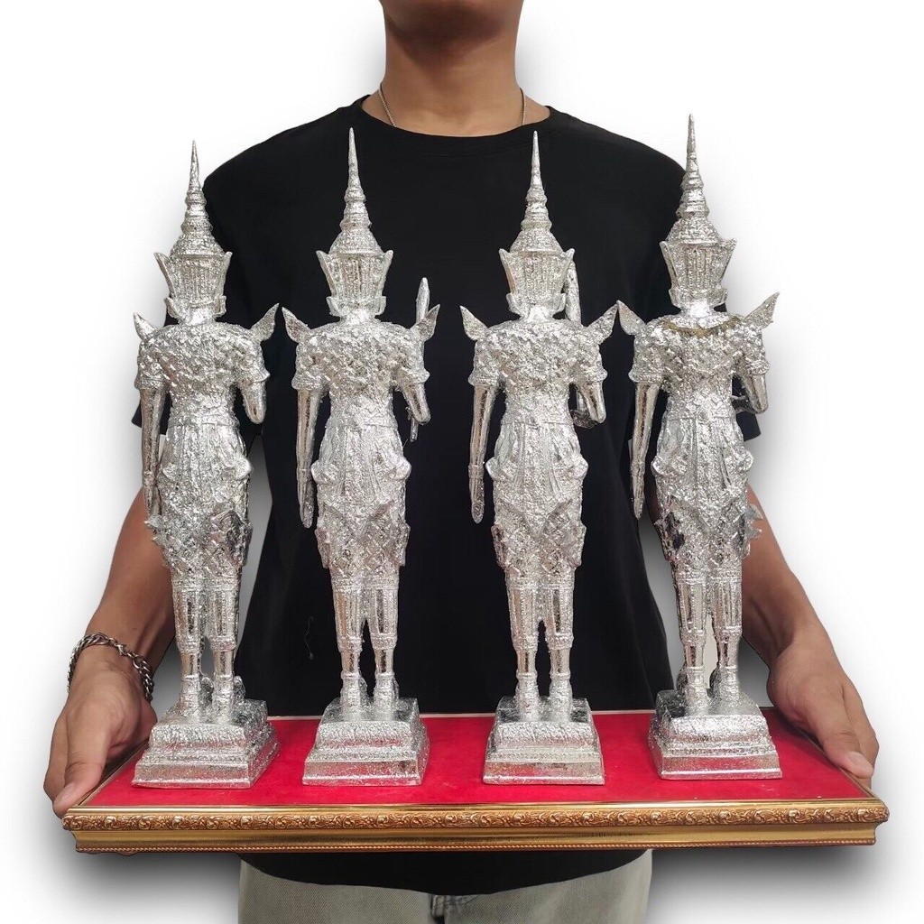 ท้าวจตุโลกบาลทั้ง4พระองค์ สีเงิน วัดท่าซุง กว้าง 3นิ้ว สูง 16นิ้ว เทวดาประจำทิศ (sumpatichami) ราคา ถูกที่สุด ดีลบีเคเค แกลเลอรีภาพที่ 3
