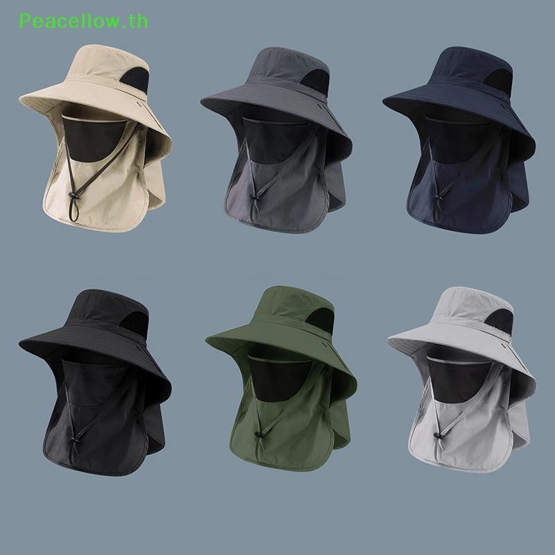 Peacellow ฤดูร้อน Sun หมวกป้องกันรังสียูวีกลางแจ้ง Hung ตกปลาสําหรับผู้ชายผู้หญิงเดินป่าตั้งแคมป์ Visor ถังหมวกคอ Flap หมวกชาวประมง TH