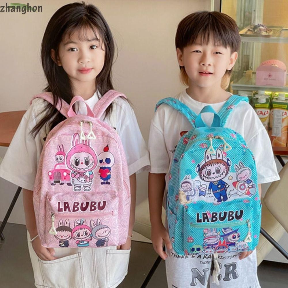 Zhanghong กระเป๋าเป้สะพายหลังเด็ก,ไนลอนนักเรียนประถมกระเป๋านักเรียน,การ์ตูน Labubu กระเป๋าหนังสือความจุขนาดใหญ่โรงเรียนอนุบาล