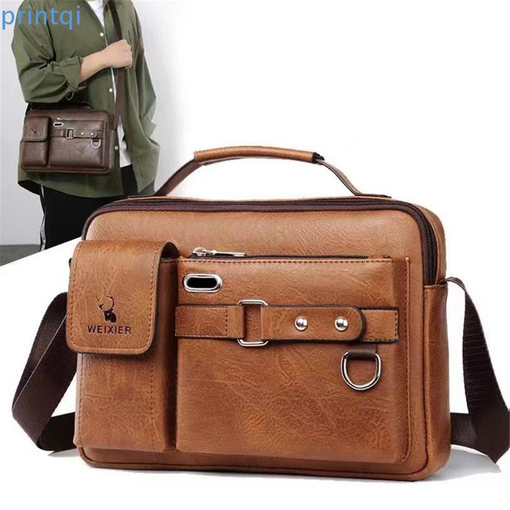 Printqi Messenger Bag กระเป๋าเอกสารธุรกิจหนังผู้ชาย