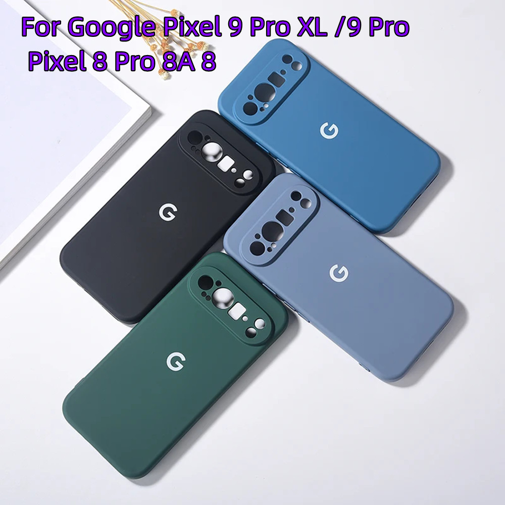 เคสซิลิโคนเหลวสําหรับ Google Pixel 9 8 7 6 5 5A 7A 5A Pro XL Pixel9 Pixel9Pro Soft Touch ป้องกันโทรศัพท์ฝาหลัง TPU เคสกันกระแทกสําหรับ Pixel 8A 9