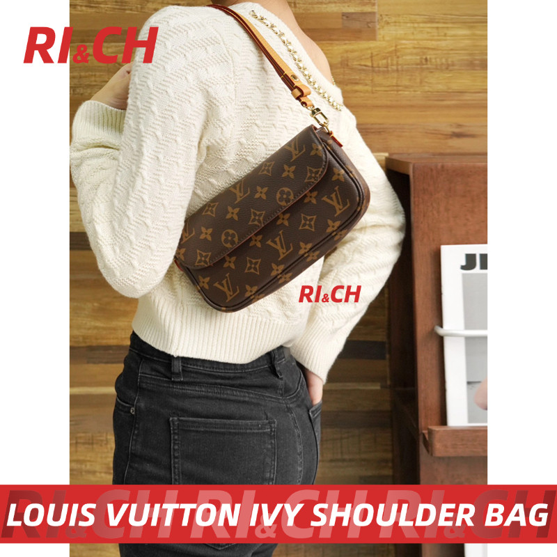 #Rich Louis Vuitton ราคาถูกที่สุดใน Shopee แท้IVY Wallet on Chain Bag!! กระเป๋าสตางค์สายโซ่รุ่น Iv