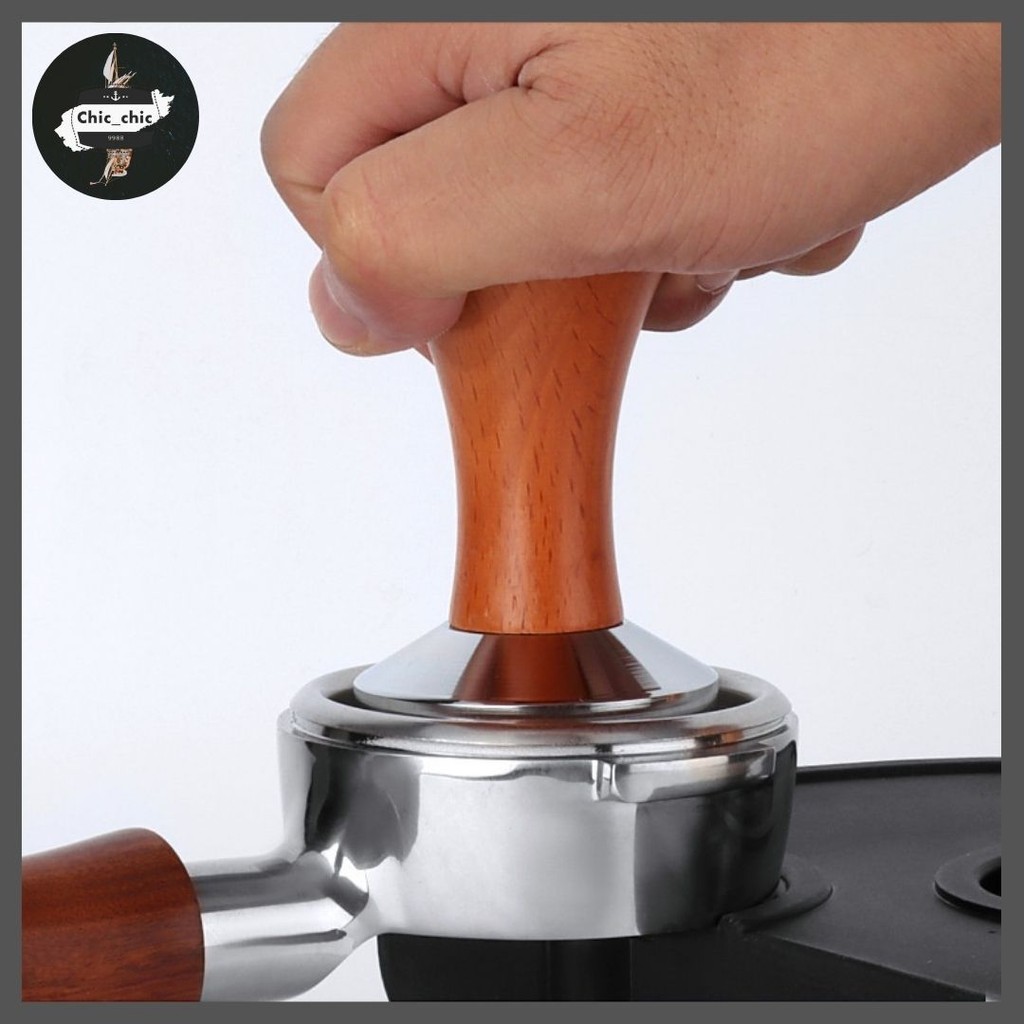 Tamper สแตนเลส อัดกาแฟ ที่กดกาแฟ ด้ามไม้ #AB-0002