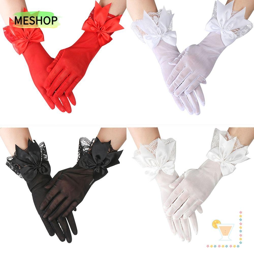 ฉัน ถุงมือลูกไม้แต่งงานพรรคชีฟองถุงมือขับรถสีขาว