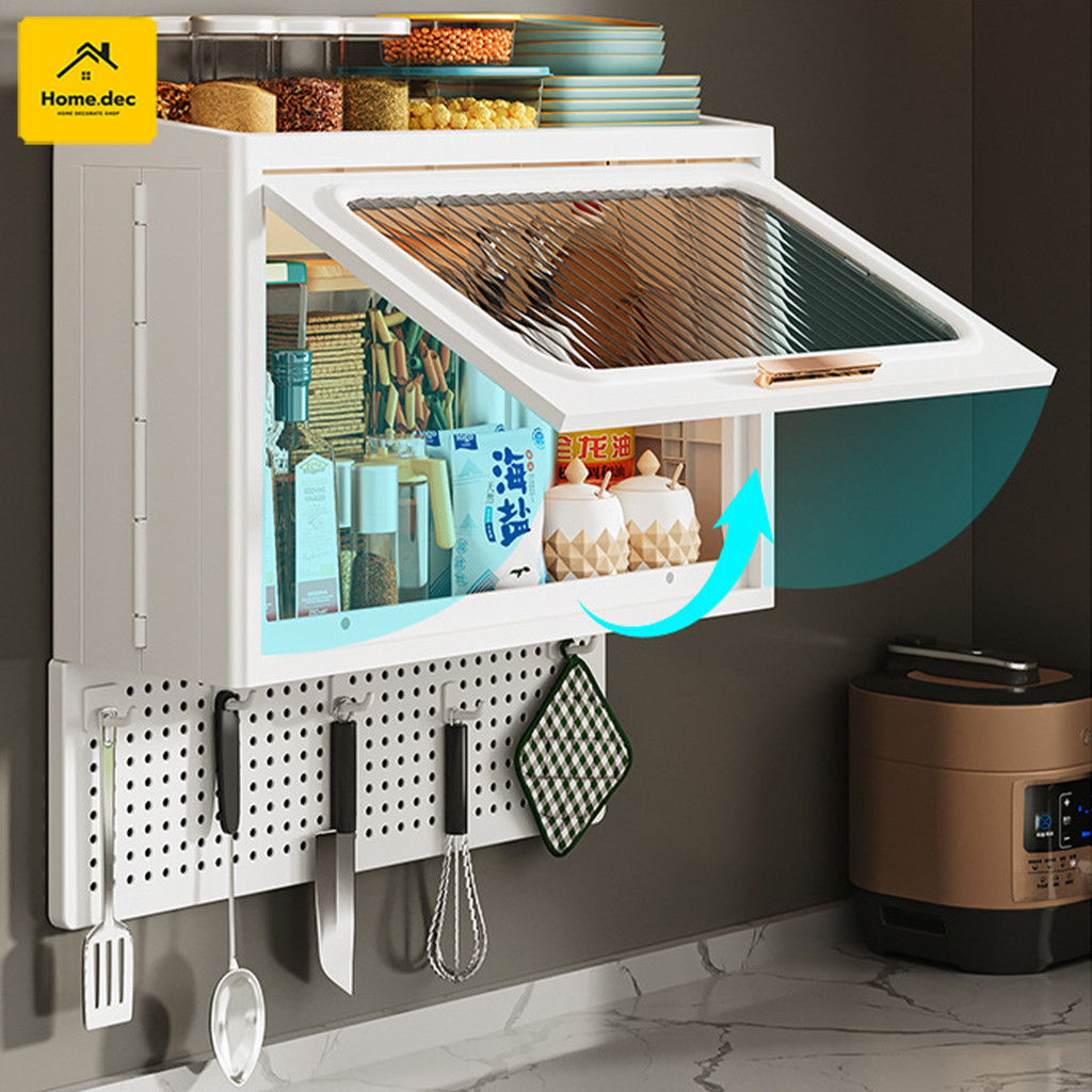 ตู้เก็บของติดผนัง ตู้แขวนครัว Kitchen Rack ไม่ต้องเจาะผนัง มีให้เลือกสองสไตล์ พื้นที่เก็บหลายชั้น