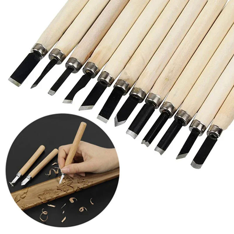 12pcs/8Pcs Wood Carving Chisels Knife For Basic Wood Cut DIY Tools and Detailed Woodworking Gouges H