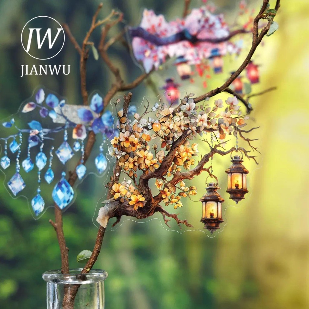 Jianwu ไฟกะพริบ Series Vintage Plant ภูมิทัศน์วัสดุ Collage PET สติกเกอร์ Creative DIY Journal เครื่องเขียน