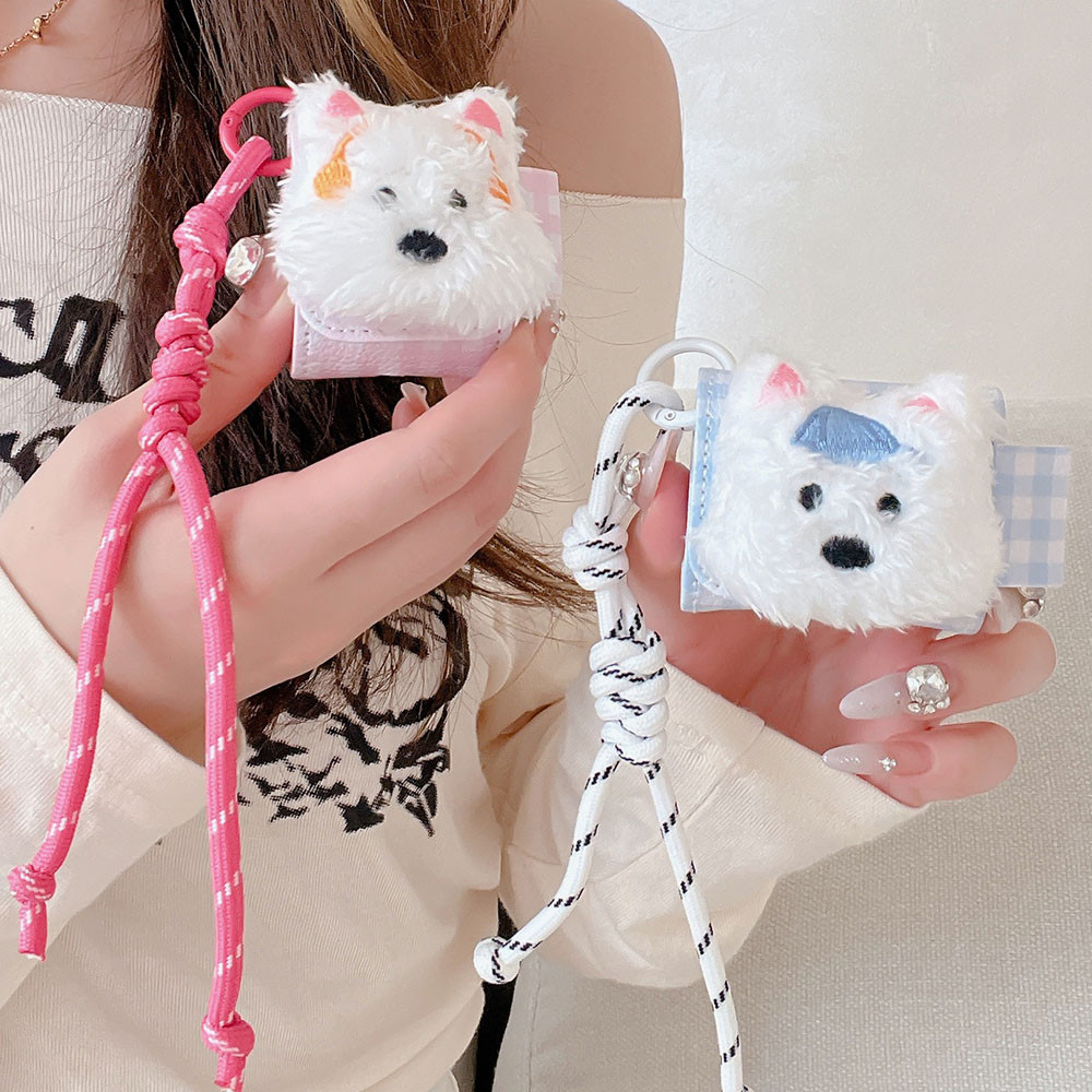 หูฟังสําหรับ AirPods 4 2024 Plush Puppy Lattice หนังสําหรับ Apple AirPod 1/2/3 Pro 4th Gen ชุดหูฟังก