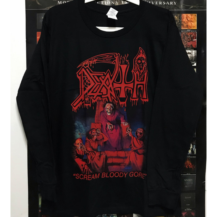 ((ผ้าฝ้าย 100%) DEATH Band Merchanded เสื้อยืดแขนยาวผู้ชาย Heavy Metal Rock DEATH Metal