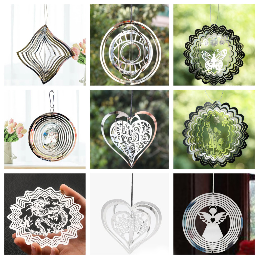 เครื่องประดับ แกะสลักสะท้อน3งลมตีระฆังลมตีระฆังนอร์ดิก ม คลั่งไคล้ กระดิ่งลมโลหะสแตนเลสแผ่นหยักลมเปิด