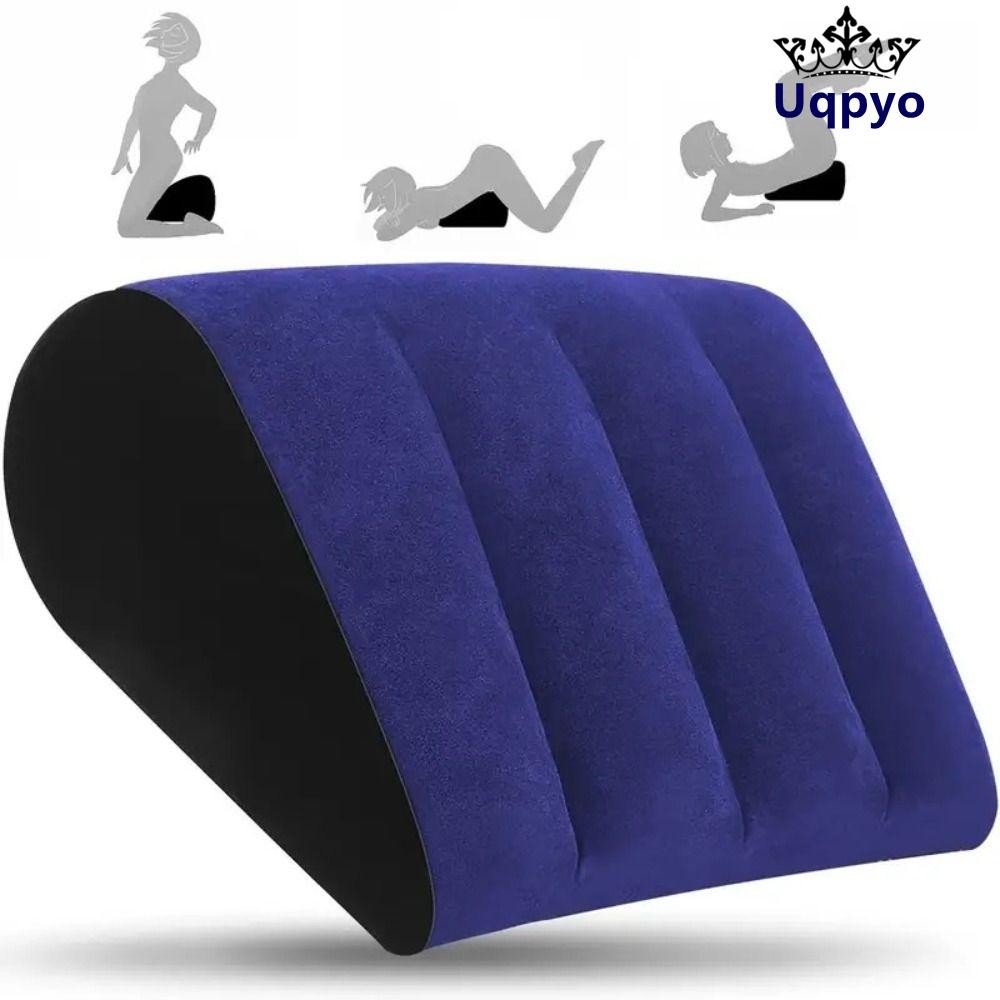 หมอนซิลิโคน UQPYO, เบาะเมจิกเป่าลมสีน้ําเงิน + สีดํา, ของขวัญคู่รัก PVC Soft Triangle Inflatable Pillow Home