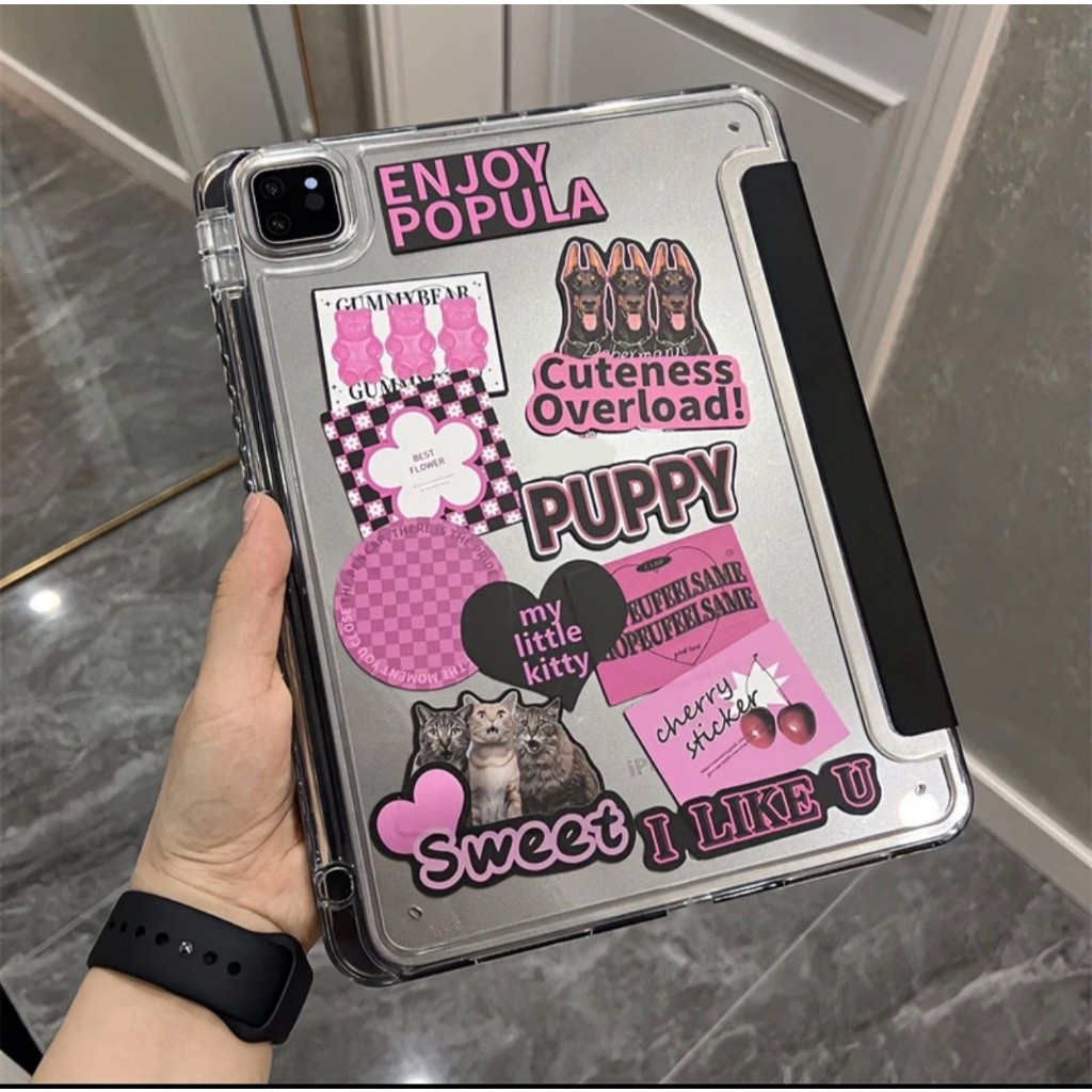 006.เคสฝาพับ เคส Samsung Tab S6 lite Tab A7 lite A9 Plus S7 S8 S9 FE S9FE มีช่องใส่ปากกา เคสหนัง ลายการ์ตูน เคสกันกระแทก