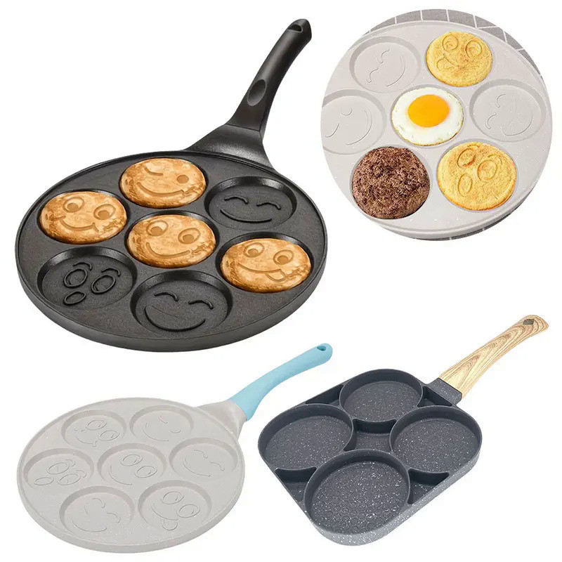 7/4 Cups Pancake Pan Egg Omelet Crepe Frying Pan Pancake Shapes Pan Mini Pancakes Maker for Kids Bre