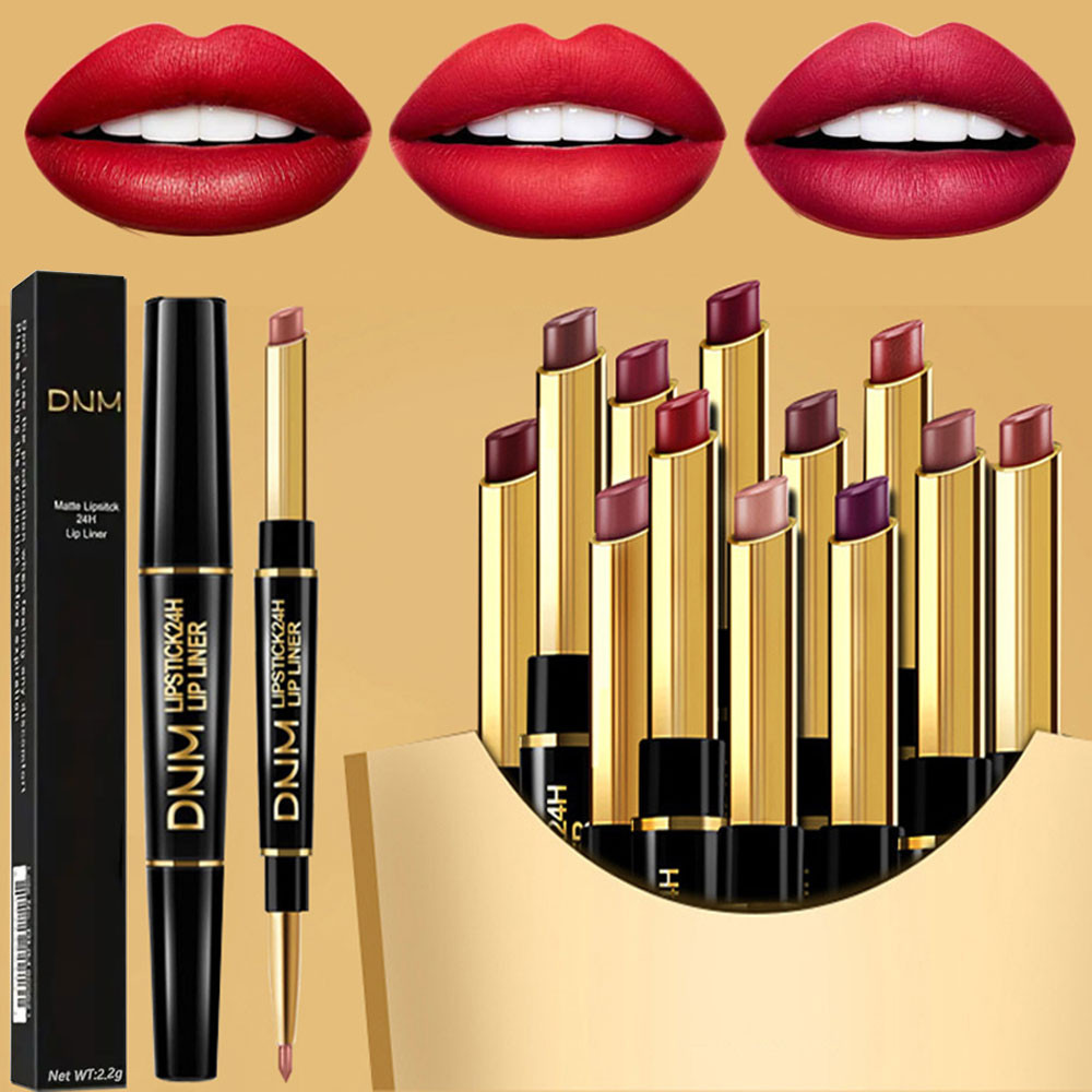 DNM Double-Ended Matte Lipstick & Liner 24H Long Lasting High Pigmented Waterproof ของขวัญวันวาเลนไทน์