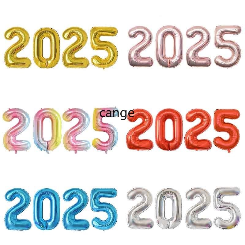 32นิ้วปีใหม่ดิจิตอลอลูมิเนียมฟิล์มบอลลูน2025 ทองเงินสีฟ้าพัดลมห้างสรรพสินค้าปีใหม่จบการศึกษาพิธีตกแต่งและการตกแต่ง