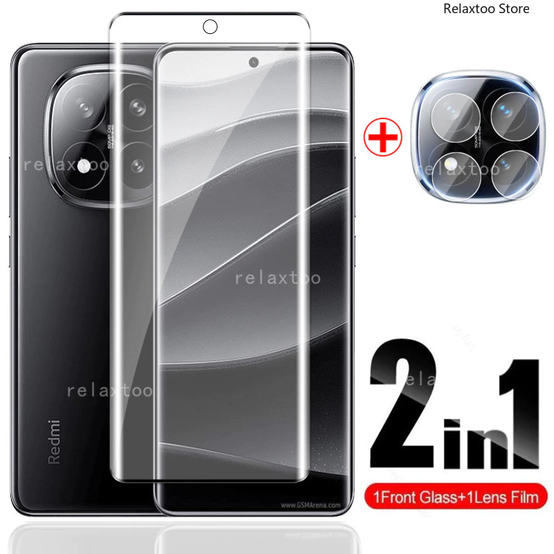 2in1 3D โค้ง กระจกนิรภัย สําหรับ Xiaomi Redmi Note14/Note15 Pro/Plus/Pro+ 4G/5G ป้องกันเลนส์กล้อง ด้านหลัง ฟิล์มแก้ว