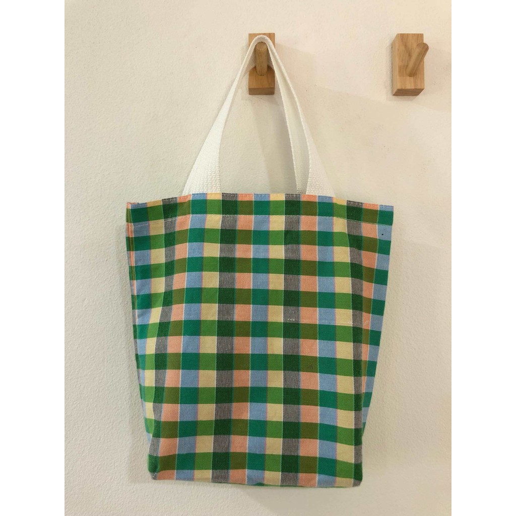 กระเป๋าถือผ้า ขาวม้าสกลนครขนาด8.5”x8ของฝากของชำร่วย
