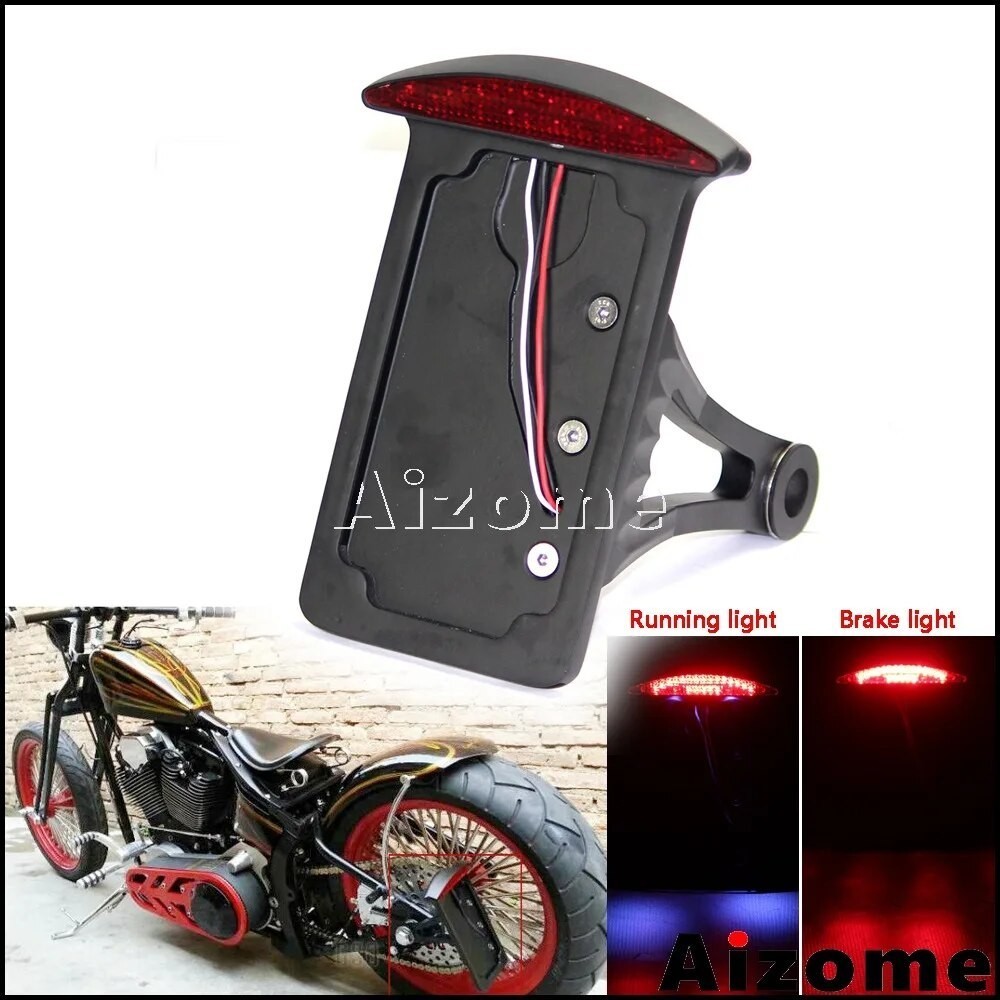 AI 1" 7/8" Axle Vertical Side Mount LED License Plate Holder For Harley Sportster Bobber Chopper Num