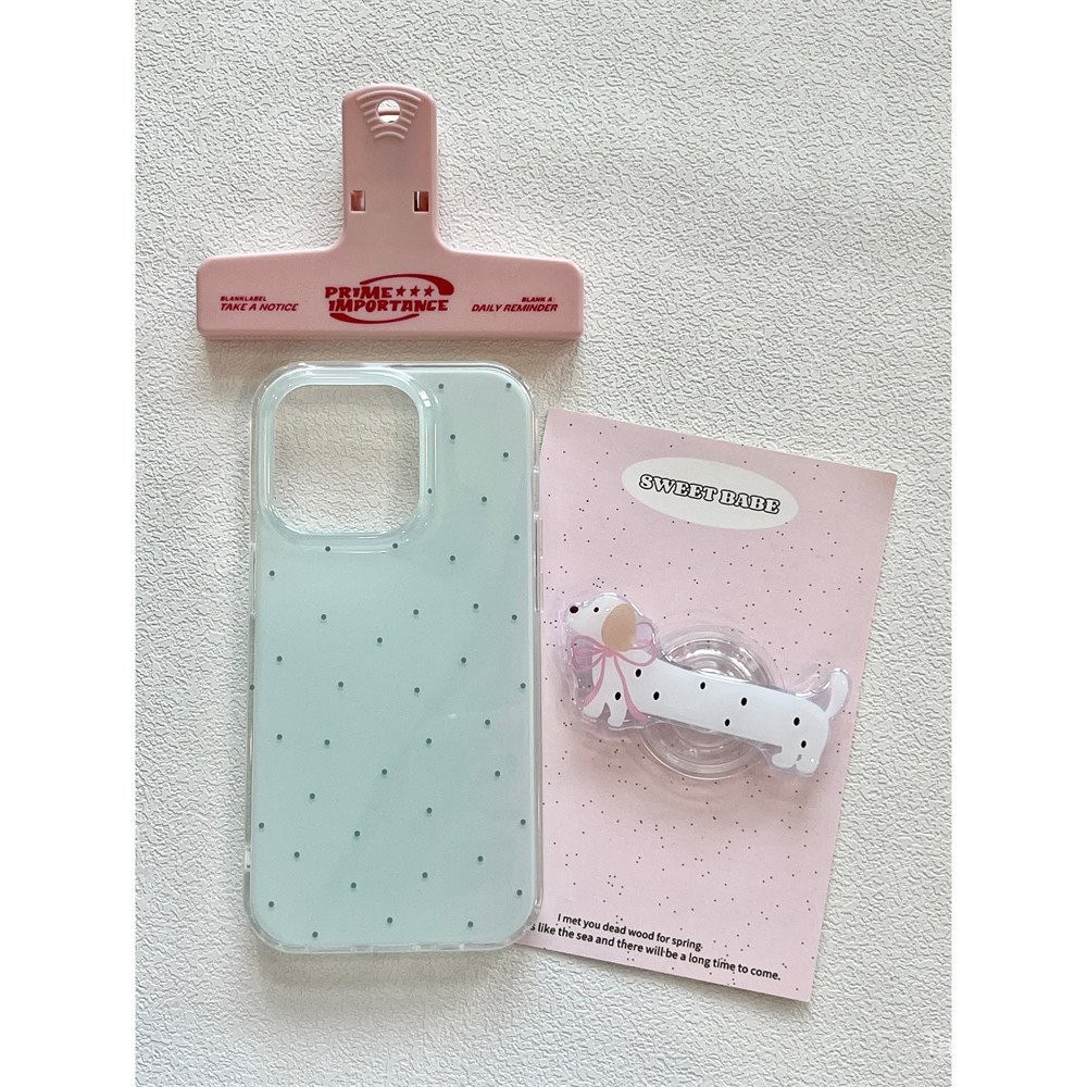 เคสโทรศัพท์สำหรับ iPhone 7 8 x XS XR xsmax 11 12 13 14 15 16 Pro Max PLUS พื้นหลังสีขาว IMD ฤดูร้อนมิ้นท์สีเขียวลายจุดดัลเมเชียนเคสนิ่มหุ้มทั้งเครื่องกันกระแทกเคสป้องกันกระแทกเคส2l6s