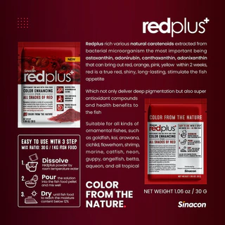 Redplus+ สารเร่งสีปลาสวยงาม สำหรับผสมอาหารปลา 30g.