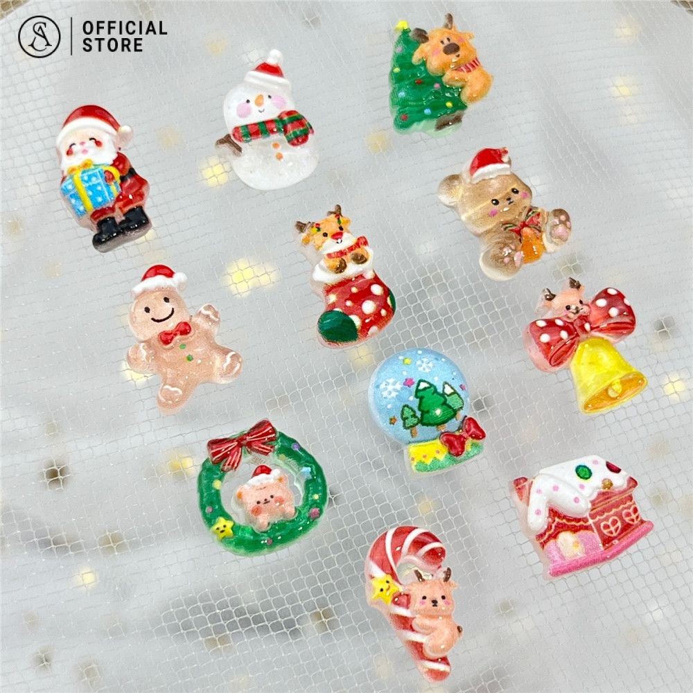 คริสต์มาส 20 ชิ้น อุปกรณ์ทําเล็บ ซานตาคลอส คริสต์มาส Xmas ตกแต่งเล็บ