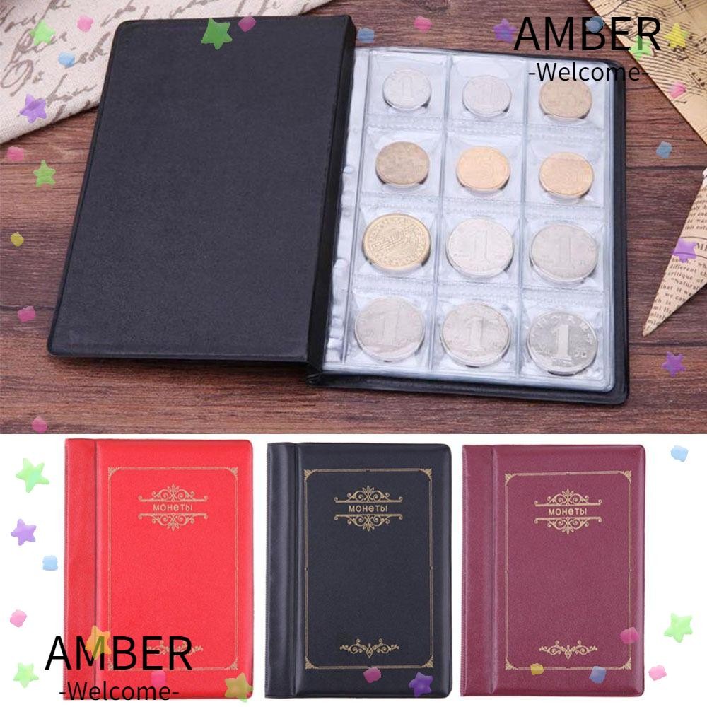 Amber สมุดสะสมเหรียญสําหรับสะสมเหรียญคุณภาพสูงสมุดเงิน 120 กระเป๋าที่เก็บเหรียญ