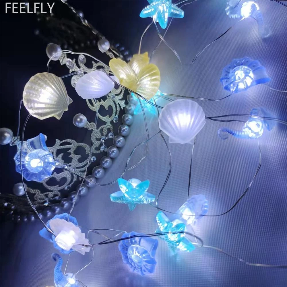 Feelfly Ocean Series เปลือกหอย String Light โคมไฟแขวนตกแต่งสําหรับงานแต่งงานตกแต่งคริสต์มาส Xmas Tree เครื่องประดับวันหยุด E8Q3