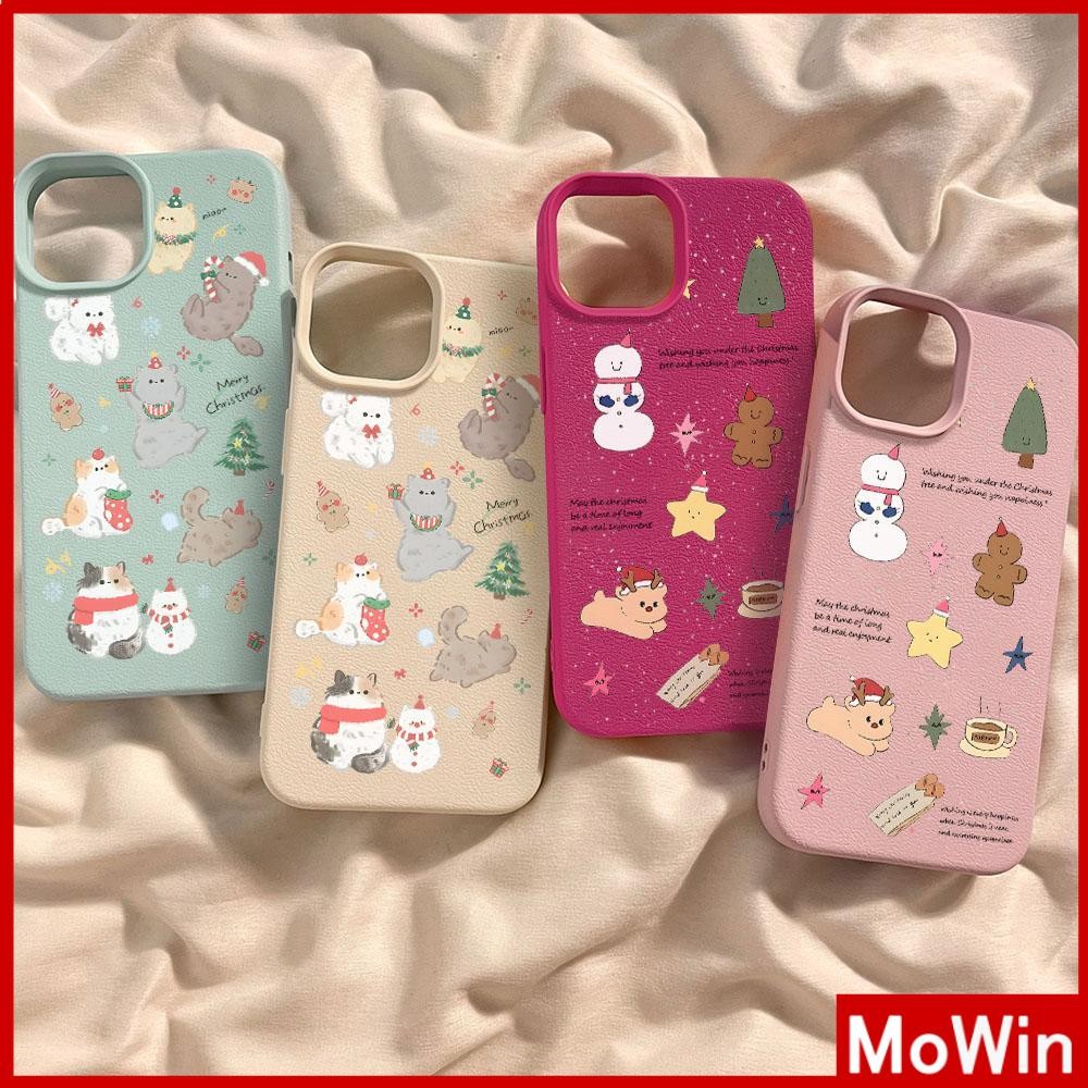 Movin - เคส iPhone 16 Pro Max iPhone 11 เคสหนังเนื้อนิ่มสีแคนดี้ TPU ตุ๊กตาหิมะคริสต์มาส Compatible With iPhone15 Pro max 14 13 12 Pro max XS XR 7 Plus 8 Plus