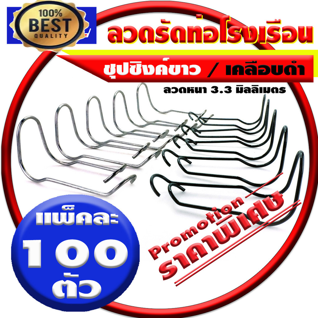 ลวดสปริงรัดท่อโรงเรือน แพ็ค 100 ตัว ราคาพิเศษ / ลวดรัดท่อโรงเรือน / ลวดสปริงชุปซิงค์ / ลวดสปริงเคลือบดำ / ลวดรัดท่อ