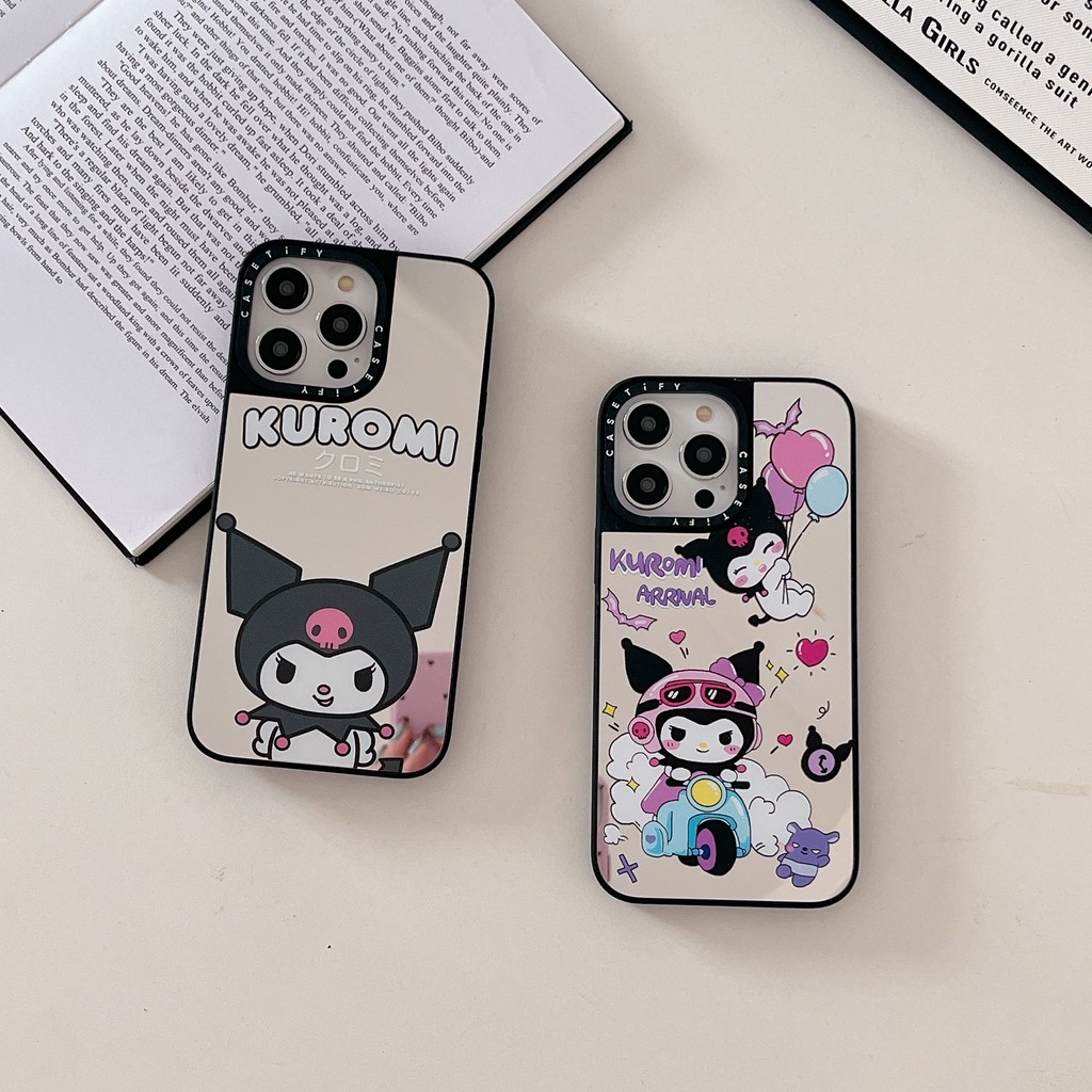 Casetif น่ารัก Kuromi ตลก Sliver กระจกสําหรับ IPhone 12 13 Mini 14 15 16 Plus 11 12 13 14 15 16 Pro Max X XS Max XR คุณภาพสูง Hard กันกระแทกปลอกแฟชั่นการ์ตูนปก