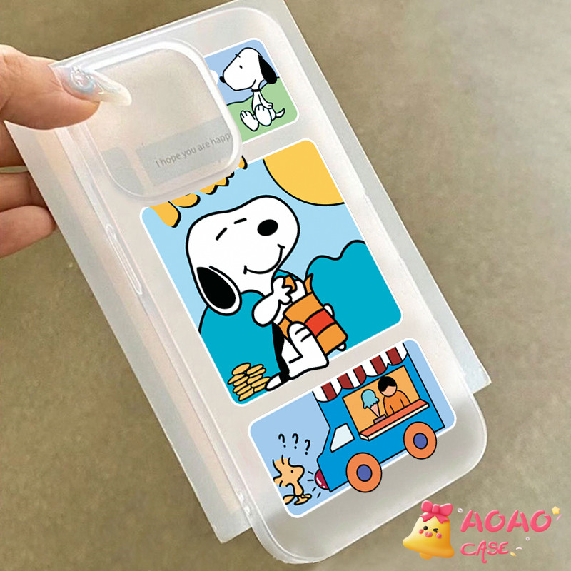 กราฟฟิตี้ การ์ตูนตลก น่ารัก สนูปปี้ ตัวอักษร ฝ้า เคสIPhone 7Plus 11 13 15 12 14 Pro Max XR 8 15 Plus X XS MAX SE 2020
