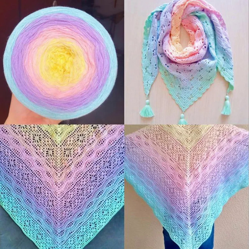 300g 100% Organic Cotton Blend Yarn Spring/summer Cake Yarn Gradient Color Crochet Shawl Blanket DIY