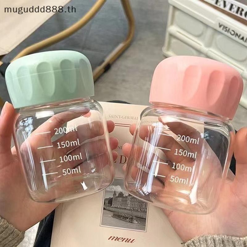 ʚɞmc 200ml ถ้วยน้ําแก้ว Borosilicate สูงโปร่งใสพร้อมสเกลมินิไขมันถ้วยแบบพกพาน้ําผลไม้แก้วเครื่องดื่มคอนเทนเนอร์ Travel Home ของขวัญ (dd)