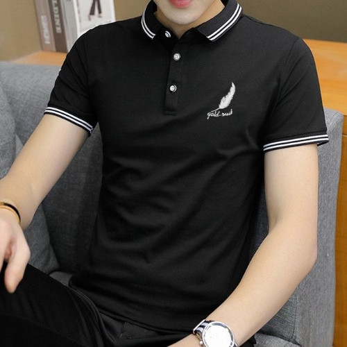 Becoolman🍃 เสื้อโปโลผู้ชายแขนสั้นสีทึบเรียบง่ายสไตล์ใหม่อินเทรนด์ด้านบน