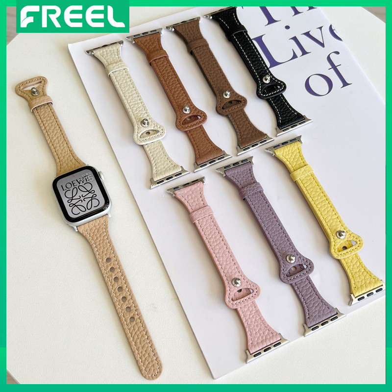 Slim ลิ้นจี่รูปแบบสายหนังสําหรับ Smart Watch Ultra 49 มม.S10 9 8 7 46 มม.42 มม.49 มม.45 มม.41 มม.S9 