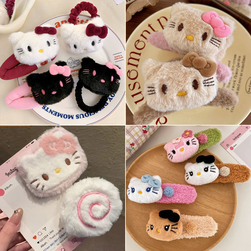 กิ๊บติดผมตุ๊กตา Hello Kitty น่ารักเด็กผู้หญิง 2024 เครื่องประดับผมแมวการ์ตูนใหม่