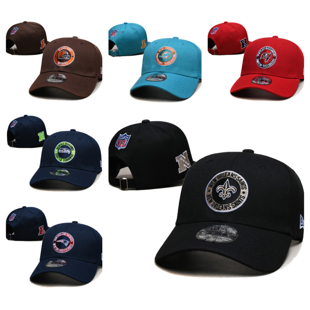 New Orleen Saints Seattle Seahawks Miami Dolphins _ หมวกท่องเที่ยวลําลองสําหรับบุรุษและสตรีหมวกกันแด