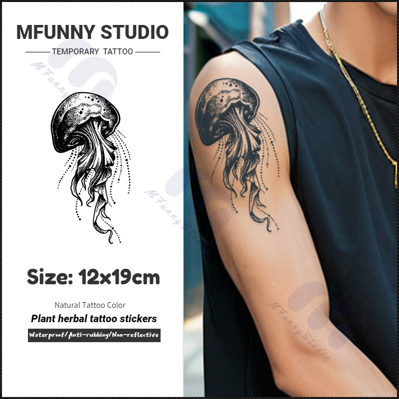 【MF Magic Tattoo】รอยสักชั่วคราว ข้อมือแขนต้นขาขาแมงกะพรุนสมุนไพร Tattoo กันน้ําเหงื่อ 15 วัน