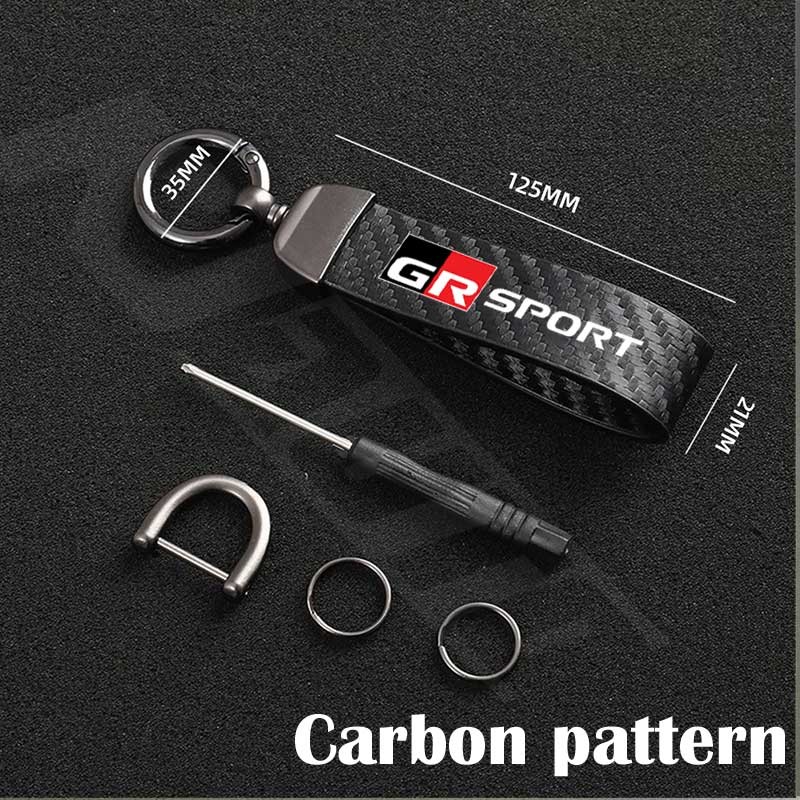 ตกแต่งบ้าน Toyota GR Sport Gazoo Racing รถหนังนิ่มหนังพวงกุญแจจี้ Key Chain ผู้ถือคาร์บอน Patter Key รถ Trinket พวงกุญแจสําหรับ Vios Veloz Raize Fortuner Avanza Camry Caorlla Cross ส่งด่วน สั่งเลย