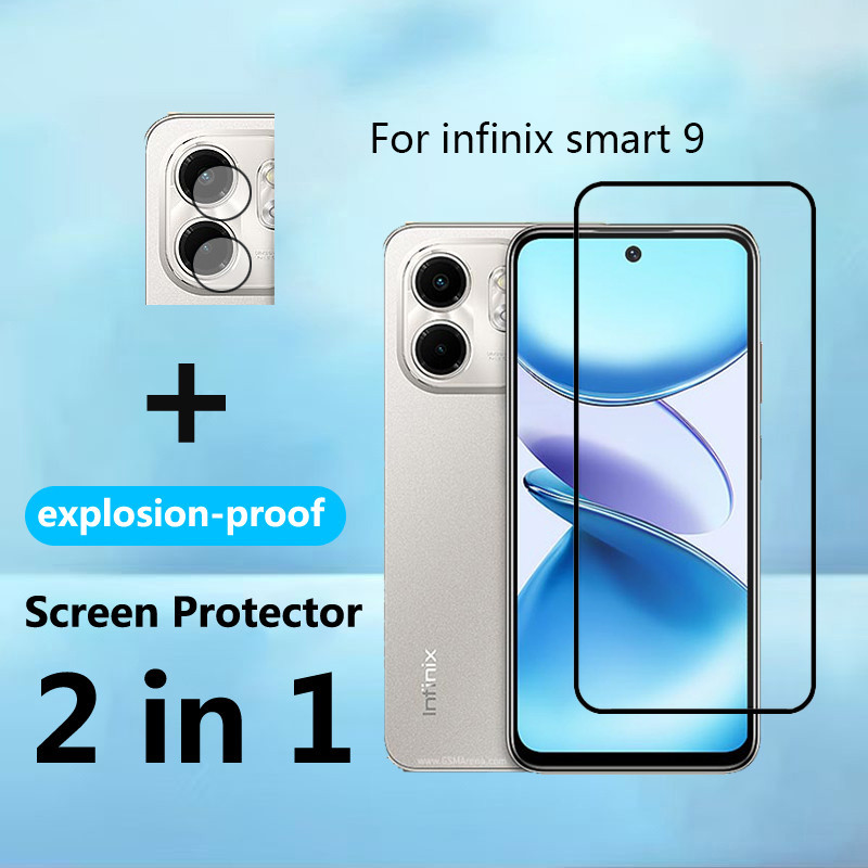 2 In 1 infinix Smart 9 4Gกระจกนิรภัยคลุมทั้งหมดป้องกันหน้าจอสําหรับInfinixหมายเหตุGT Hot 50 50i 40 40i 30 20 10 Pro 4G 5Gฟิล์มแก้วกล้องเลนส์ฟิล์มป้องกัน