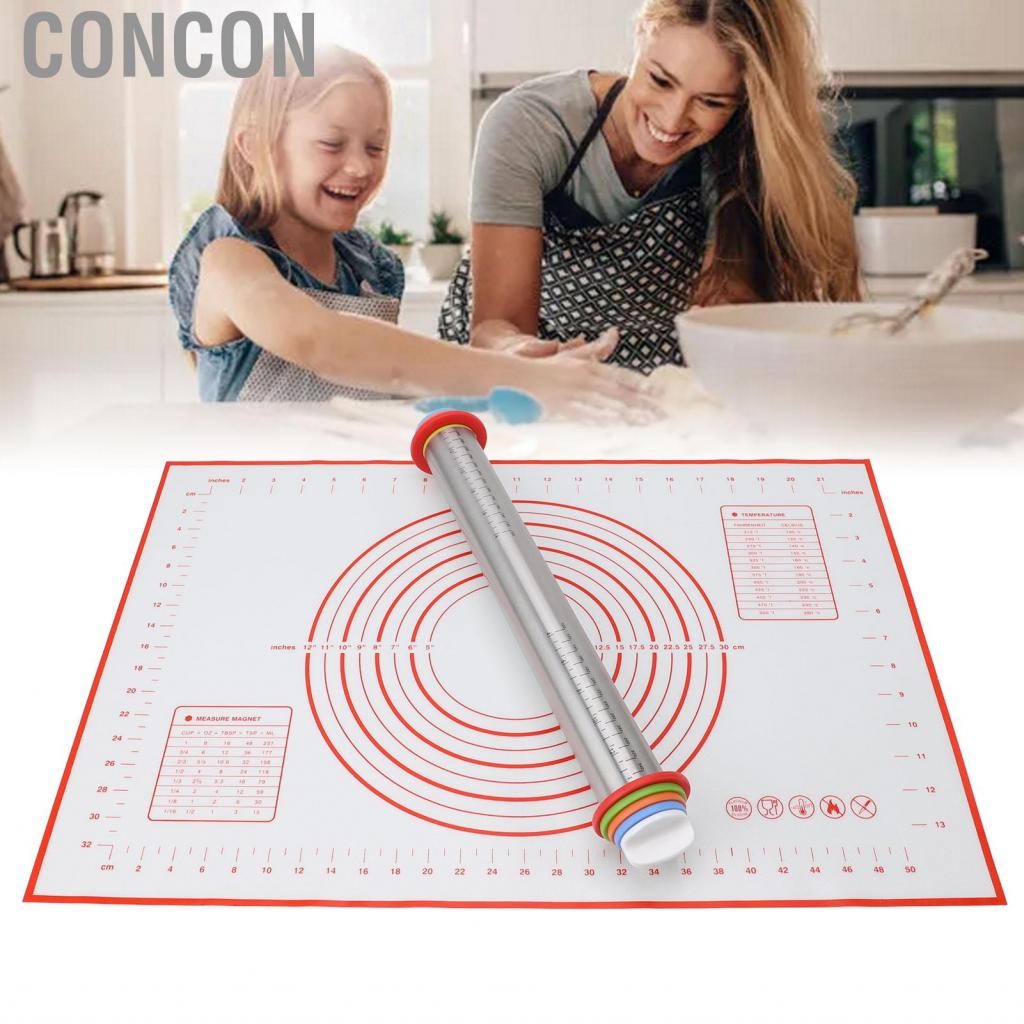 Concon สแตนเลสสตีล Rolling Pin ซิลิโคนชุดกันสนิมปฏิบัติ Dough Roller Baking Pastry สำหรับ