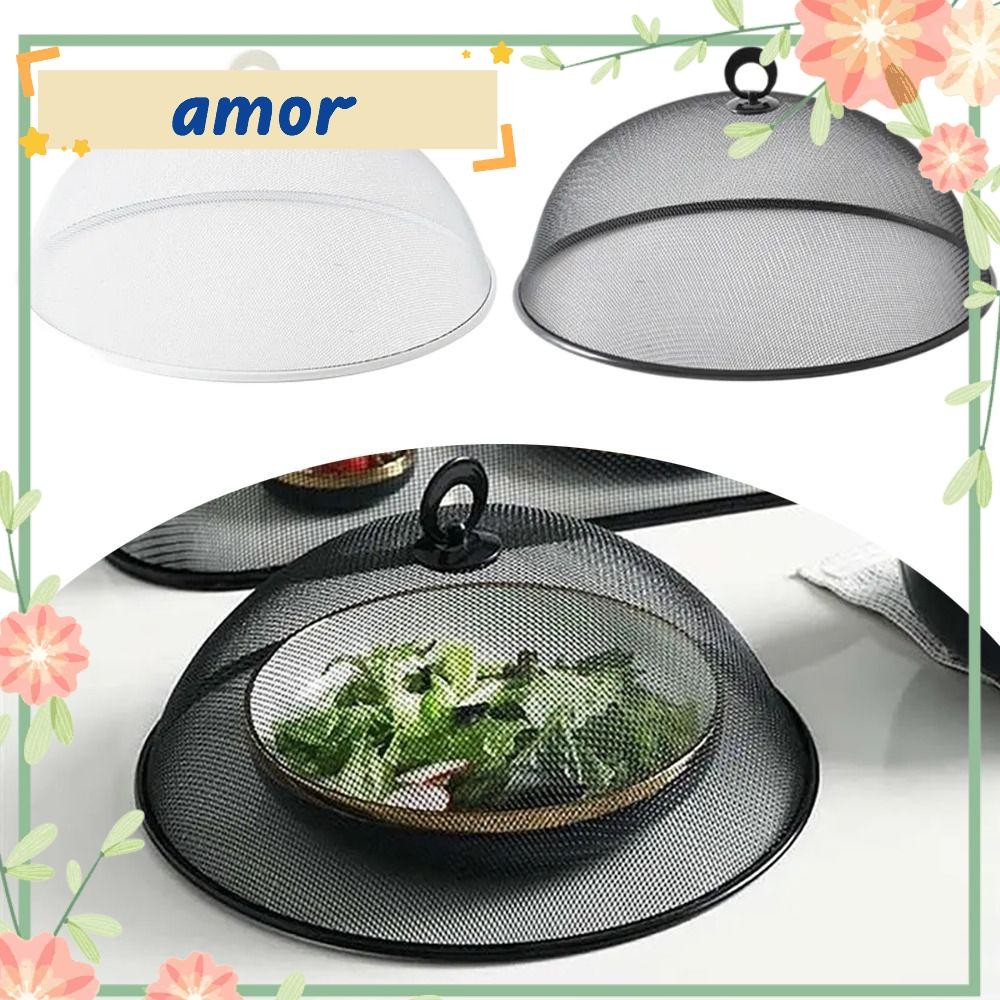 Amor12 ฝาครอบอาหาร, ฝาครอบจานตาข่ายป้องกัน, ฝาครอบกันฝุ่นทรงกลม Anti-Flying ครัวเรือนผักผลไม้ผู้ถือจอแสดงผลสําหรับกลางแจ้งงานปาร์ตี้ BBQ